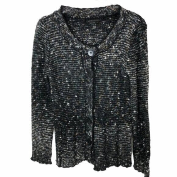 BCBG | Women's Black Long Sleeves Button Front Cardigan Sweater Size Medium - Picture 1 of 9